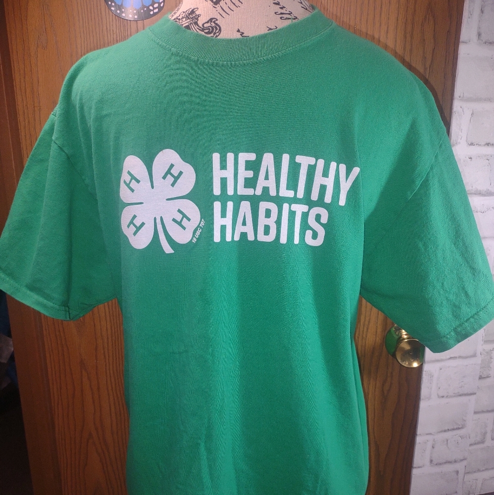Med. Green Mens T-Shirt with Healthy Habits Print - Picture 6 of 6
